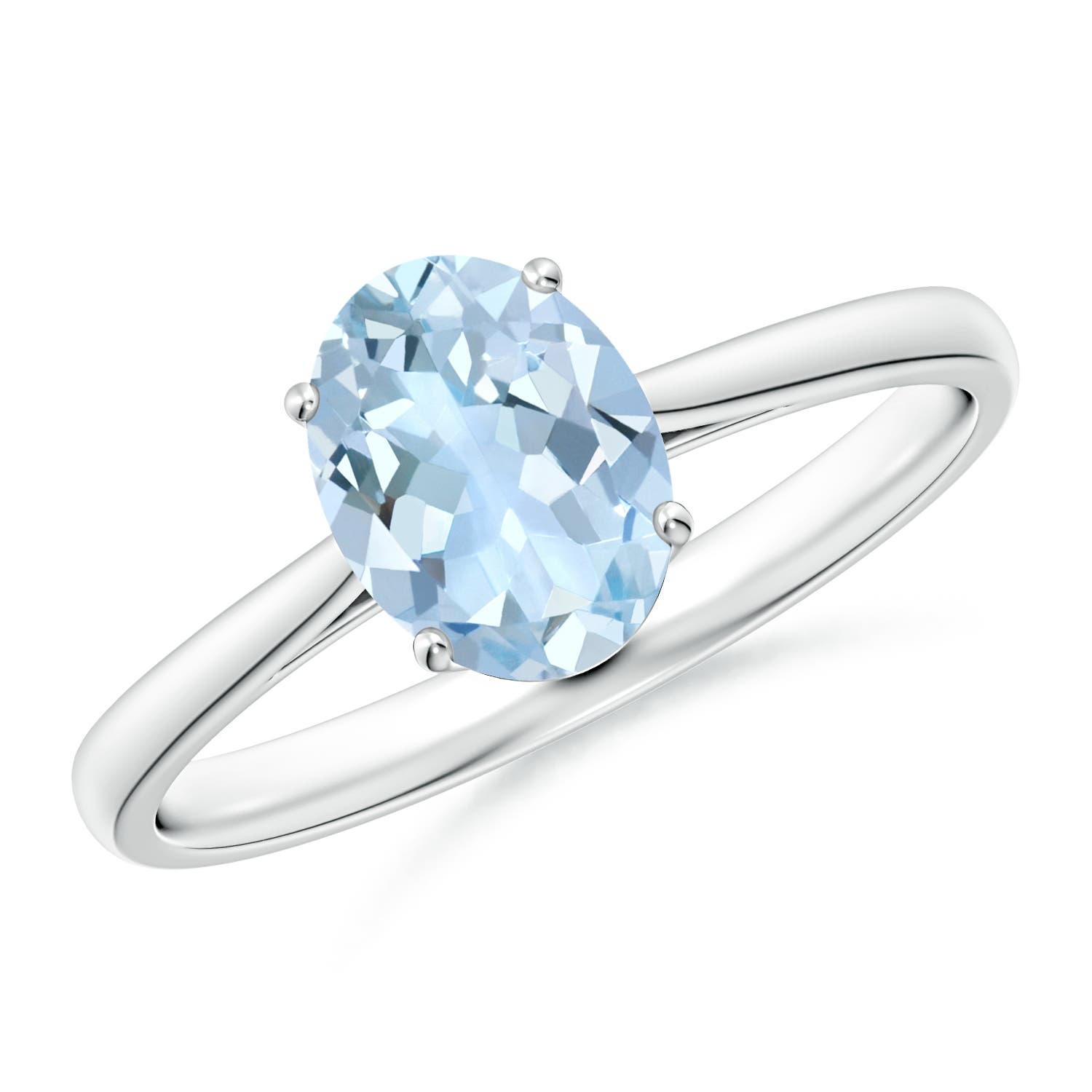 Angara 1.0 CTW Oval Solitaire Aquamarine Ring in Silver
