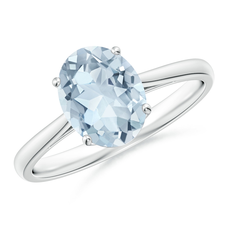 9x7mm A Oval Solitaire Aquamarine Engagement Ring in P950 Platinum 