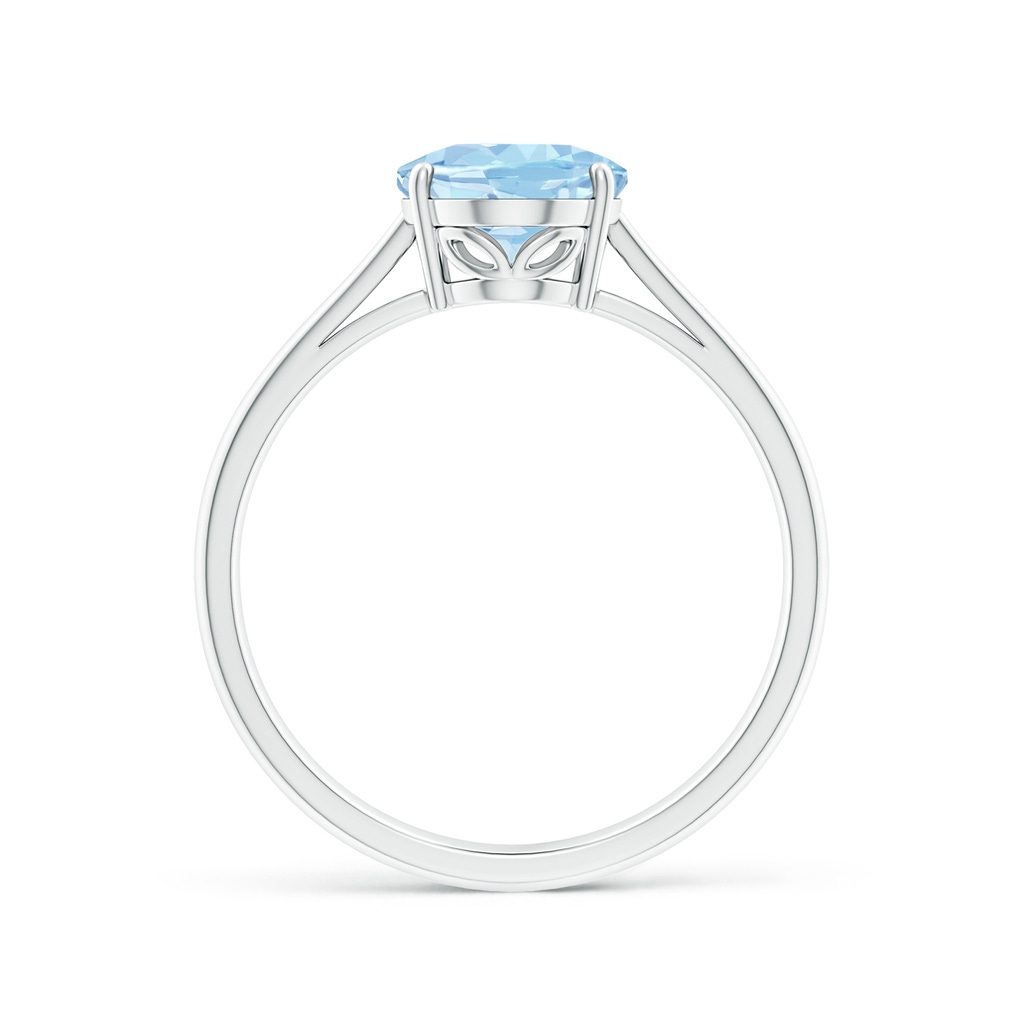 9x7mm AAA Oval Solitaire Aquamarine Cocktail Ring in White Gold Side-1