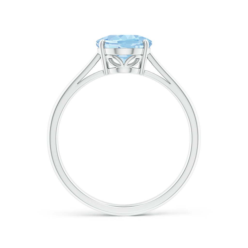 9x7mm AAA Oval Solitaire Aquamarine Engagement Ring in White Gold - side 199