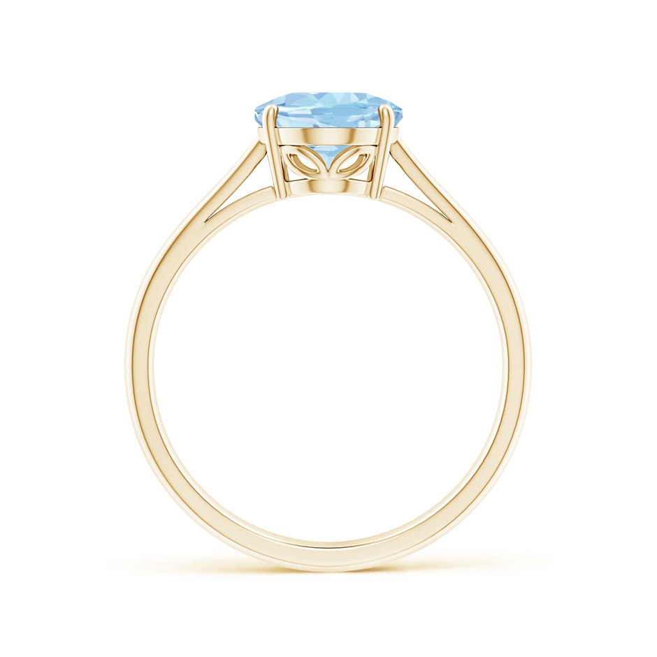 9x7mm AAA Oval Solitaire Aquamarine Engagement Ring in Yellow Gold side 199