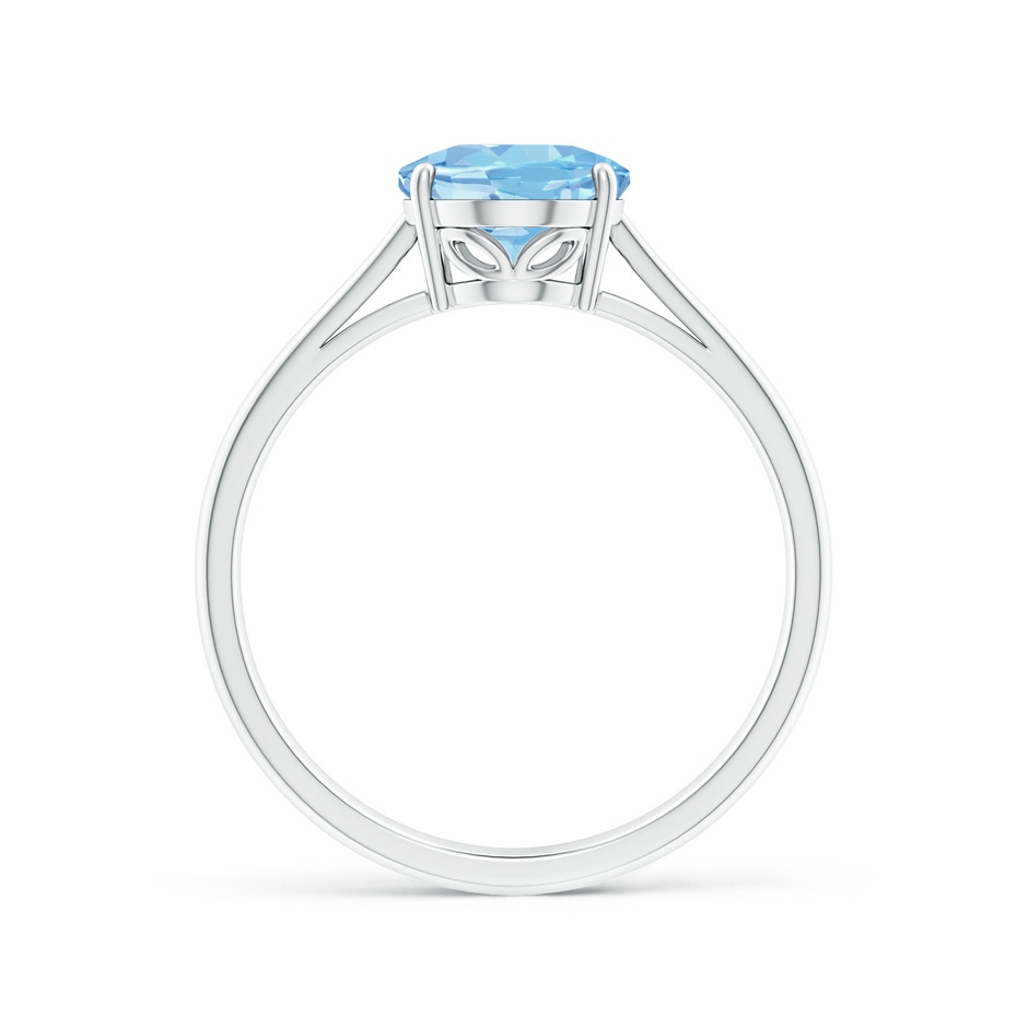 9x7mm AAAA Oval Solitaire Aquamarine Engagement Ring in S999 Silver side 199
