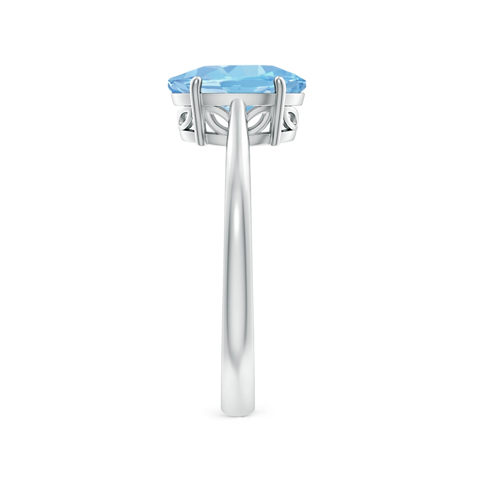9x7mm AAAA Oval Solitaire Aquamarine Engagement Ring in S999 Silver side 299
