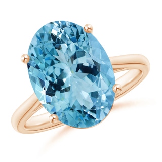 12.00x9.85x6.64mm AAA GIA Certified Oval Solitaire Aquamarine Cocktail Ring in 10K Rose Gold