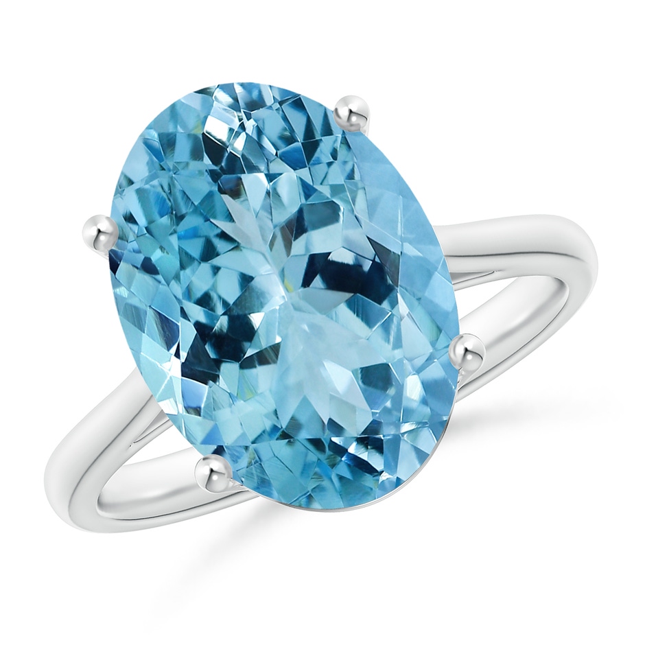 12.00x9.85x6.64mm AAA GIA Certified Oval Solitaire Aquamarine Cocktail Ring in 18K White Gold 