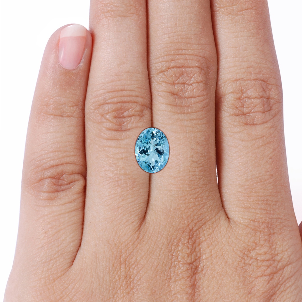 12.00x9.85x6.64mm AAA GIA Certified Oval Solitaire Aquamarine Cocktail Ring in 18K White Gold Stone-Body
