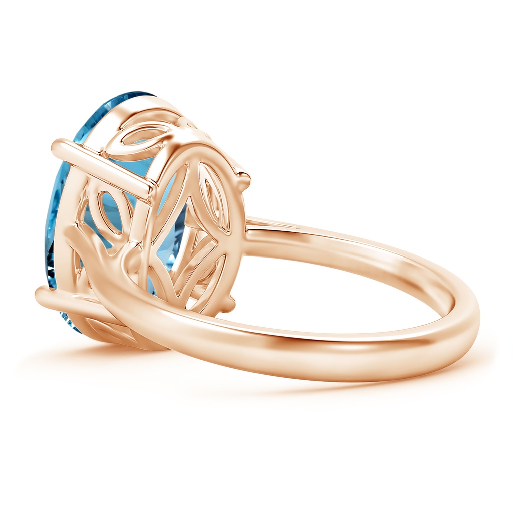 12.00x9.85x6.64mm AAA GIA Certified Oval Solitaire Aquamarine Cocktail Ring in Rose Gold Side-2