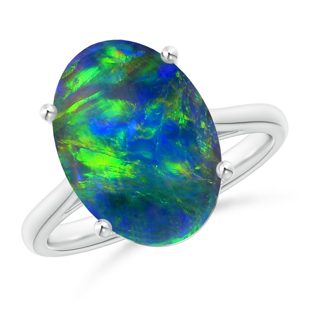 12.25x9.70x3.09mm AA Oval Solitaire Black Opal Cocktail Ring in 18K White Gold Side 199