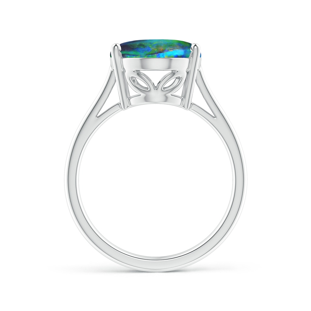 12.25x9.70x3.09mm AA Oval Solitaire Black Opal Cocktail Ring in 18K White Gold Side 399