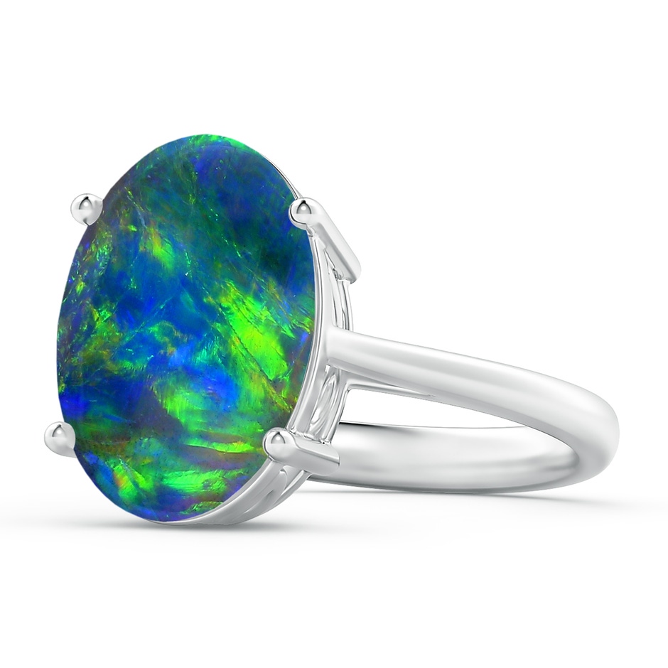 12.25x9.70x3.09mm AA Oval Solitaire Black Opal Cocktail Ring in P950 Platinum 