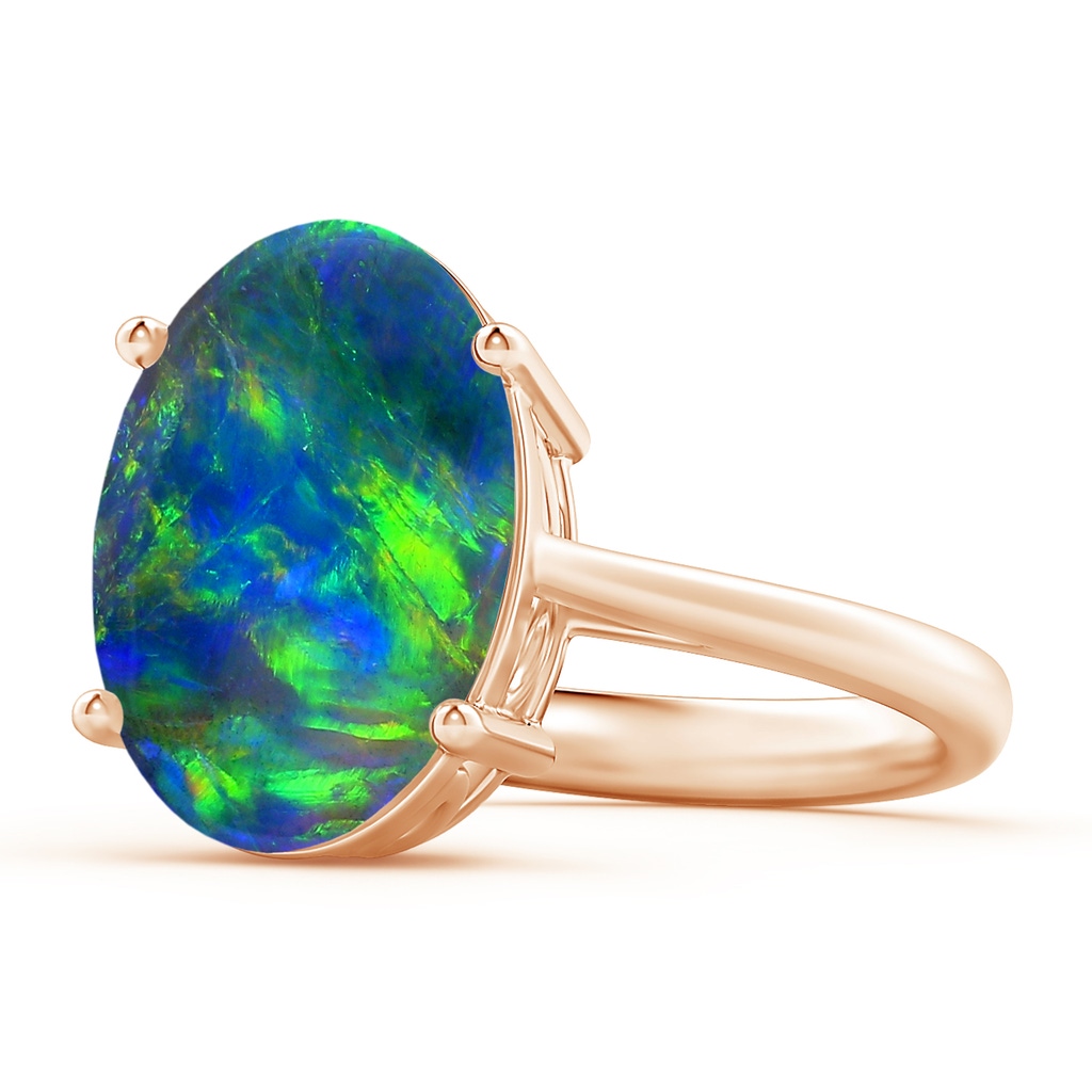 12.25x9.70x3.09mm AA Oval Solitaire Black Opal Cocktail Ring in Rose Gold