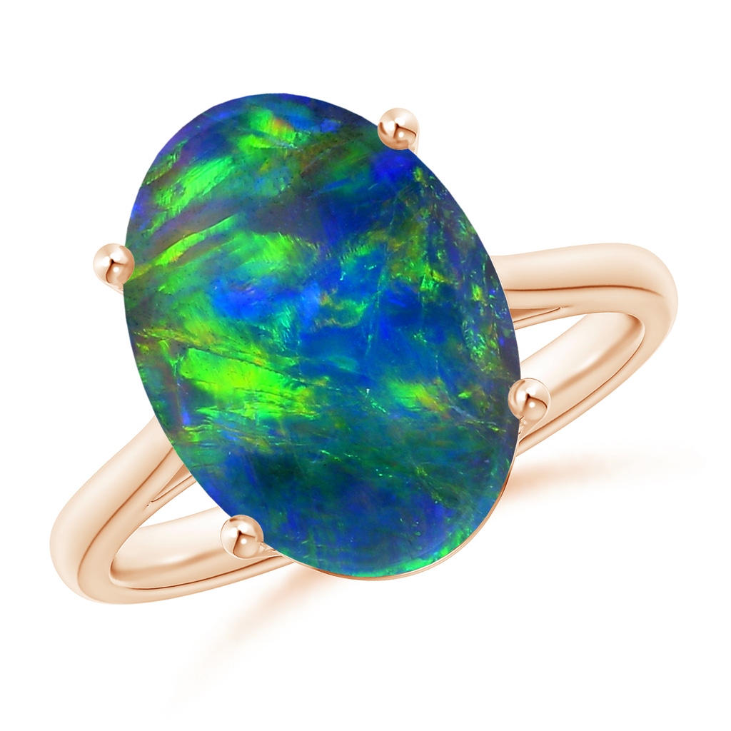 12.25x9.70x3.09mm AA Oval Solitaire Black Opal Cocktail Ring in Rose Gold Side 199