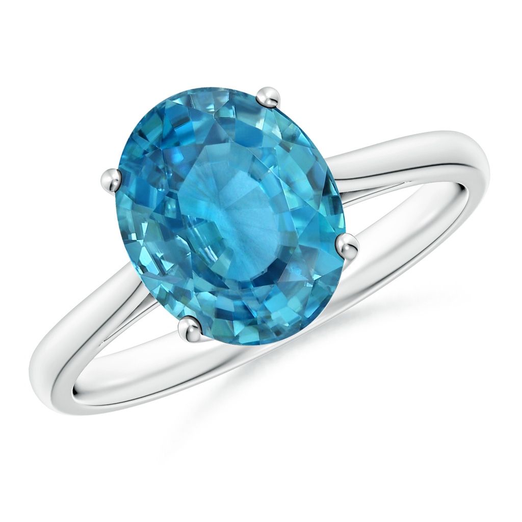 10.13x8.07x4.79mm AAA GIA Certified Oval Solitaire Blue Zircon Cocktail Ring in P950 Platinum