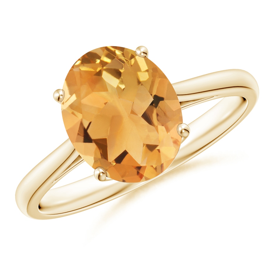 10x8mm A Oval Solitaire Citrine Cocktail Ring in Yellow Gold 
