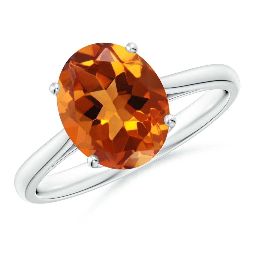 10x8mm AAAA Oval Solitaire Citrine Cocktail Ring in P950 Platinum