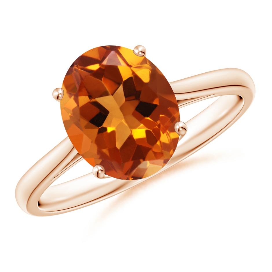 10x8mm AAAA Oval Solitaire Citrine Cocktail Ring in Rose Gold 