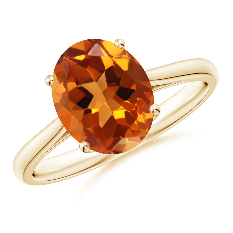 10x8mm AAAA Oval Solitaire Citrine Cocktail Ring in Yellow Gold 