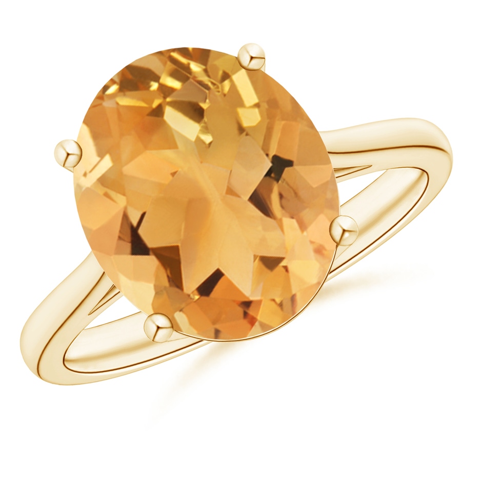 12x10mm A Oval Solitaire Citrine Cocktail Ring in Yellow Gold 