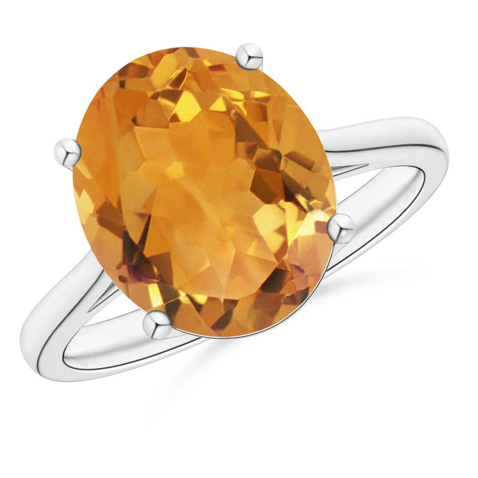 12x10mm AA Oval Solitaire Citrine Cocktail Ring in White Gold 