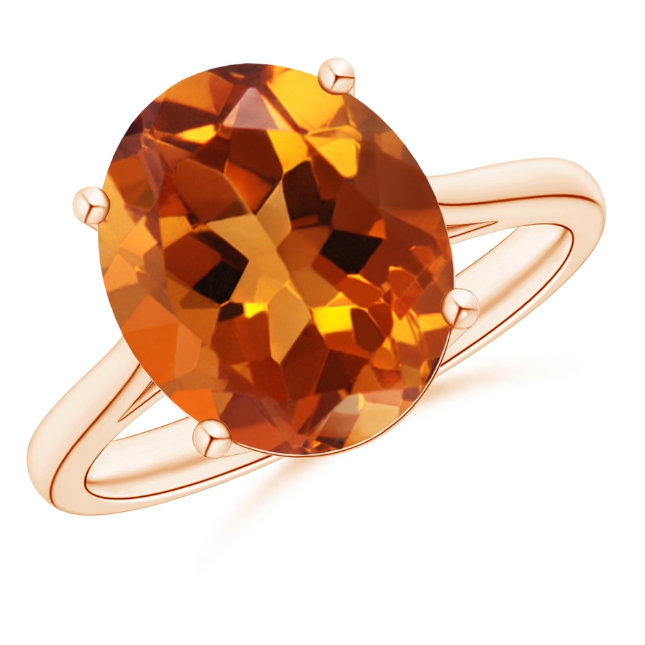 12x10mm AAAA Oval Solitaire Citrine Cocktail Ring in Rose Gold 