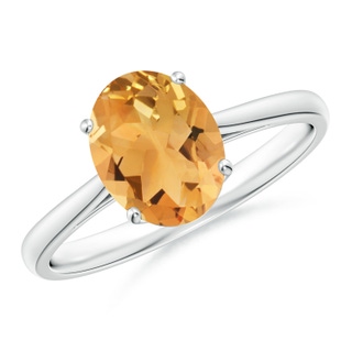 9x7mm A Oval Solitaire Citrine Cocktail Ring in P950 Platinum