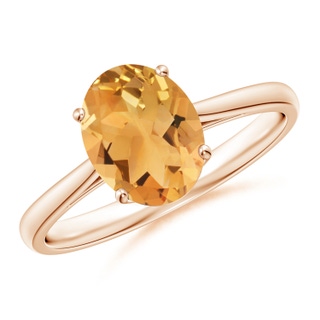 9x7mm A Oval Solitaire Citrine Cocktail Ring in Rose Gold