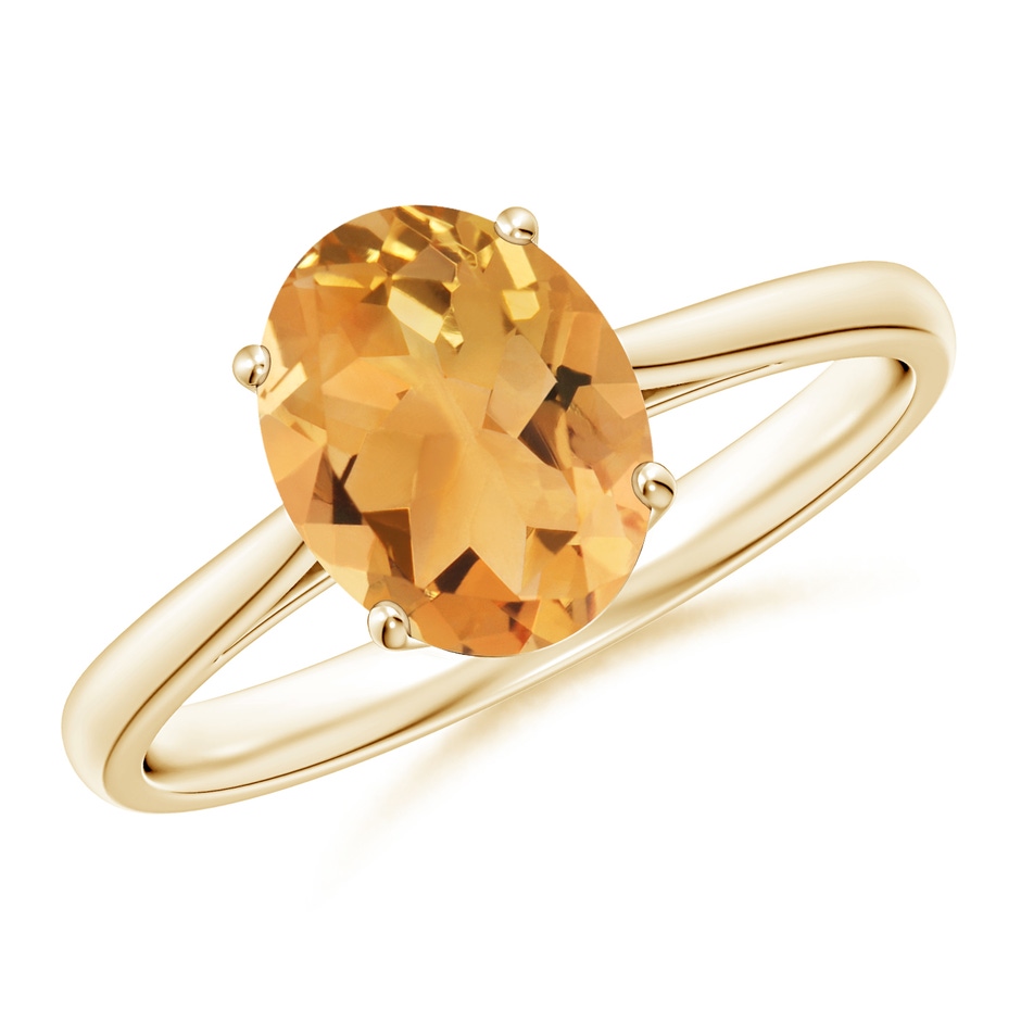 9x7mm A Oval Solitaire Citrine Cocktail Ring in Yellow Gold 