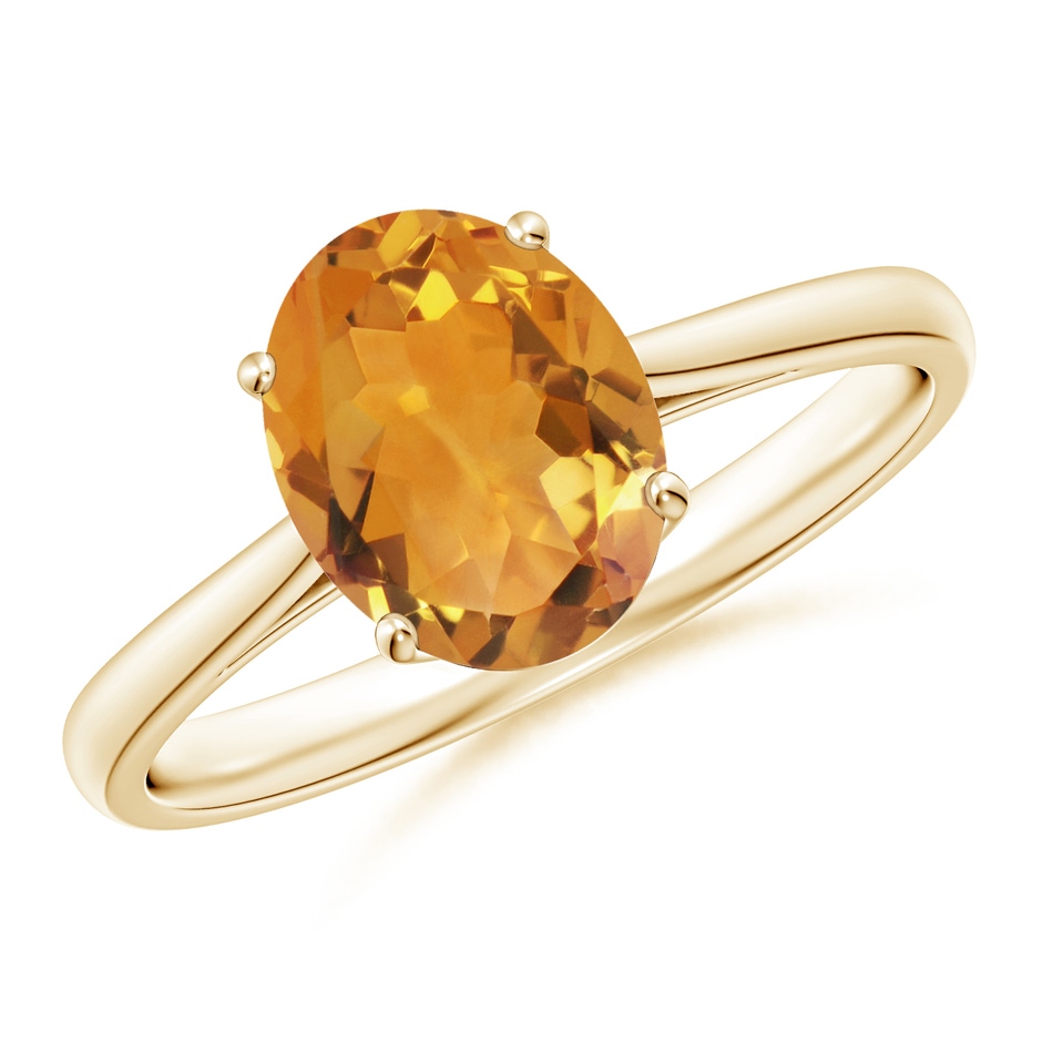 9x7mm AA Oval Solitaire Citrine Cocktail Ring in Yellow Gold 