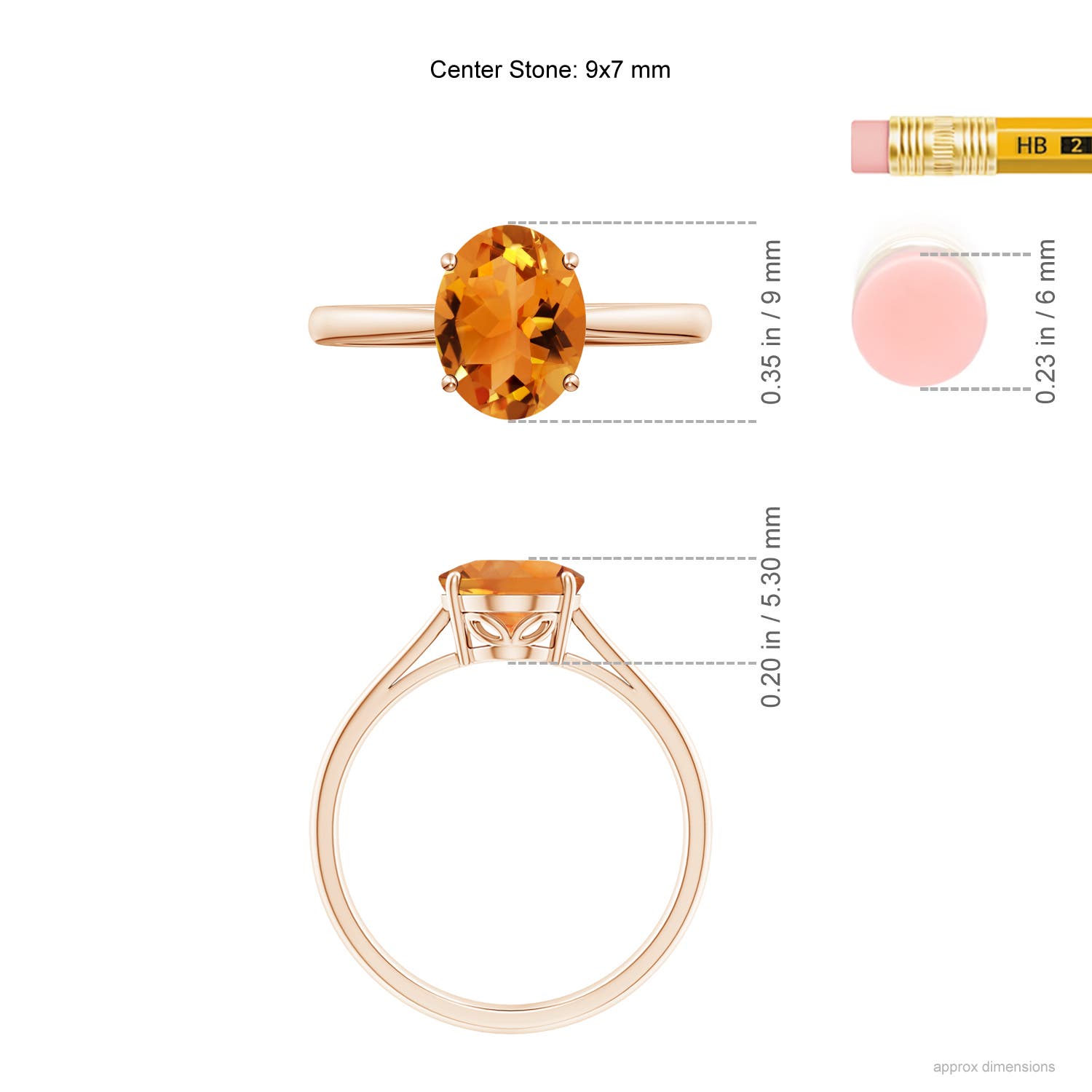 AAA - Citrine / 1.65 CT / 14 KT Rose Gold