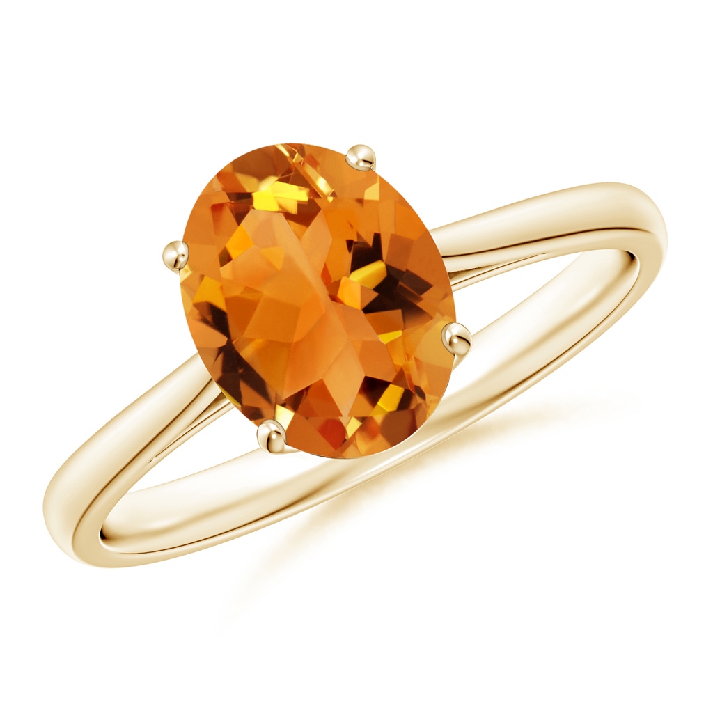 9x7mm AAA Oval Solitaire Citrine Cocktail Ring in Yellow Gold