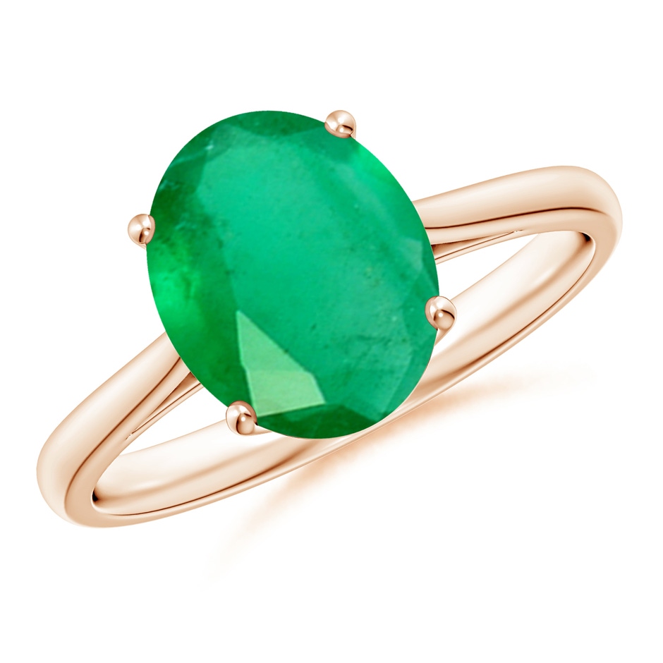 10x8mm A Oval Solitaire Emerald Cocktail Ring in Rose Gold 