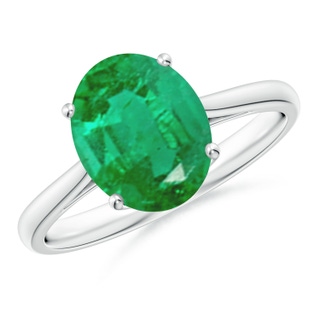 10x8mm AA Oval Solitaire Emerald Cocktail Ring in P950 Platinum