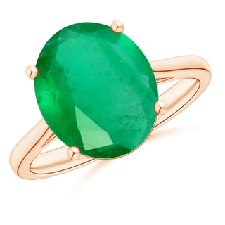 12x10mm A Oval Solitaire Emerald Cocktail Ring in 9K Rose Gold