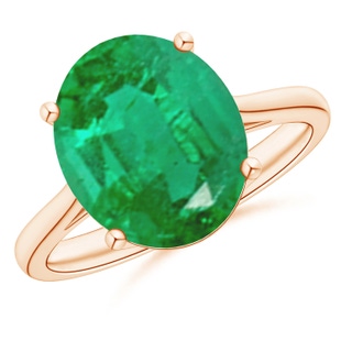 12x10mm AA Oval Solitaire Emerald Cocktail Ring in Rose Gold