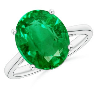 12x10mm AAA Oval Solitaire Emerald Cocktail Ring in P950 Platinum