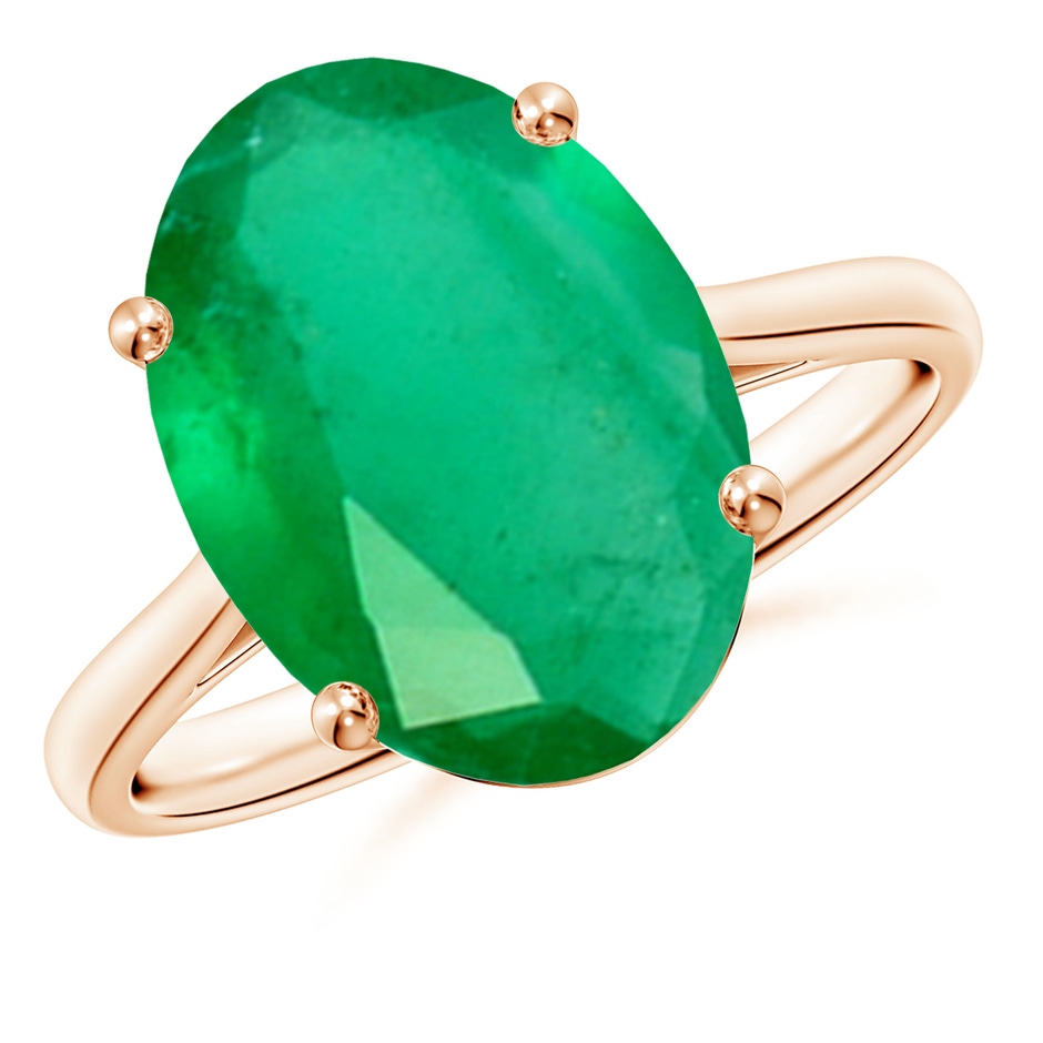 14x10mm A Oval Solitaire Emerald Cocktail Ring in Rose Gold 