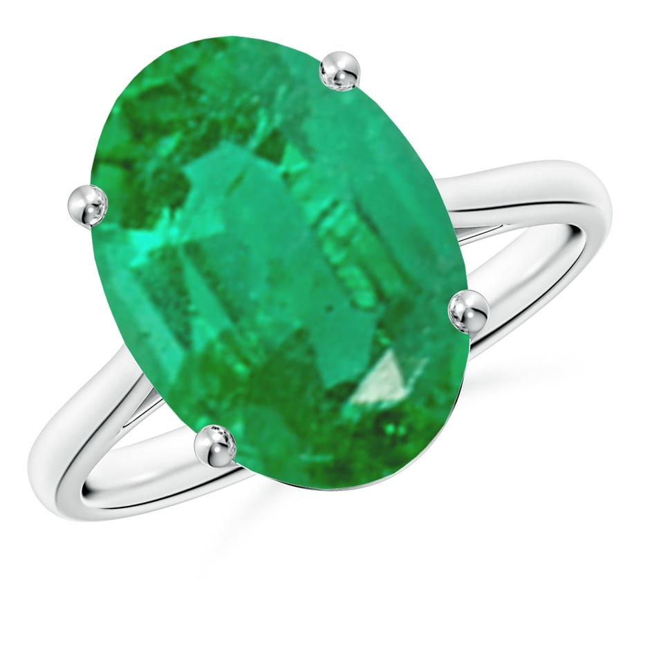 14x10mm AA Oval Solitaire Emerald Cocktail Ring in P950 Platinum 