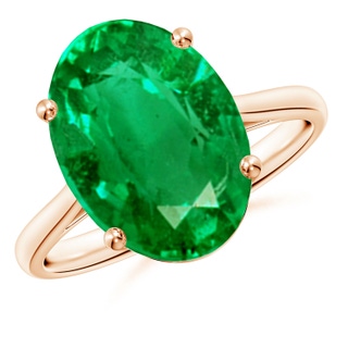 14x10mm AAA Oval Solitaire Emerald Cocktail Ring in 9K Rose Gold