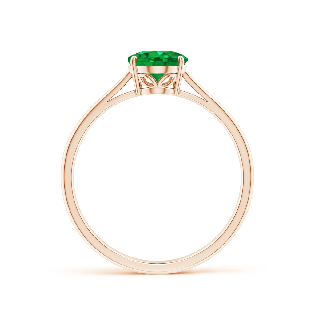 8x6mm AAA Oval Solitaire Emerald Cocktail Ring in Rose Gold Side 199