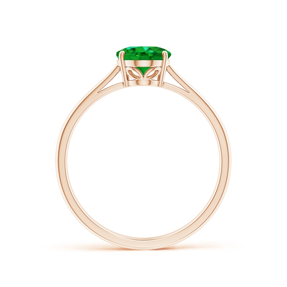 8x6mm AAAA Oval Solitaire Emerald Cocktail Ring in Rose Gold side 199