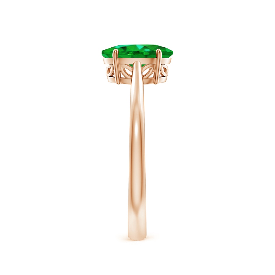 8x6mm AAAA Oval Solitaire Emerald Cocktail Ring in Rose Gold side 299