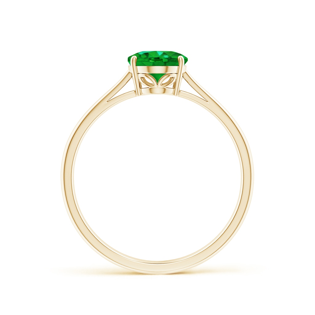 8x6mm AAAA Oval Solitaire Emerald Cocktail Ring in Yellow Gold - side 199