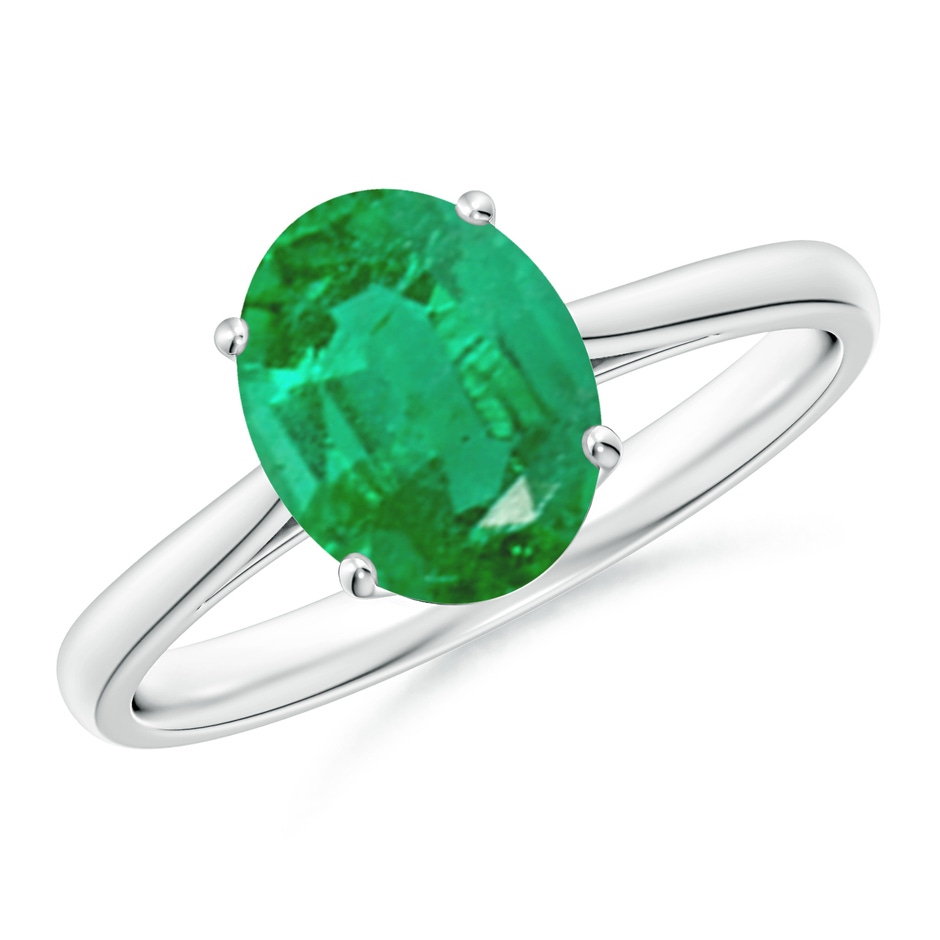 9x7mm AA Oval Solitaire Emerald Cocktail Ring in P950 Platinum 