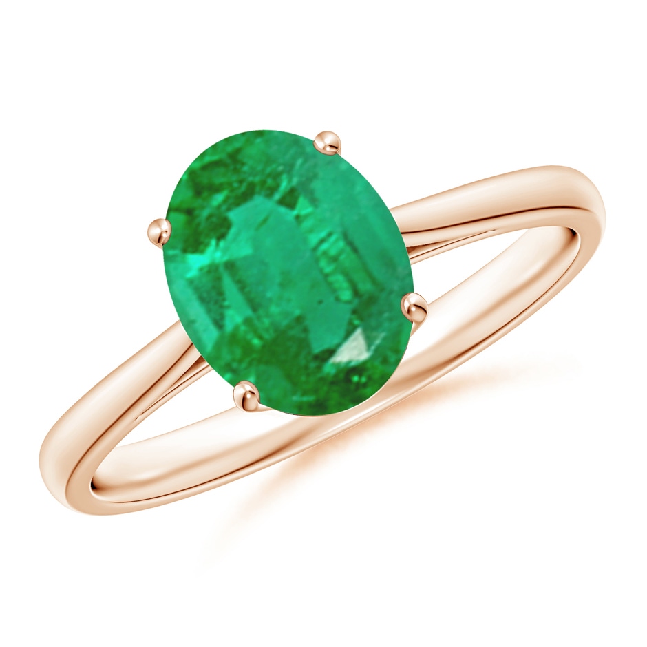 9x7mm AA Oval Solitaire Emerald Cocktail Ring in Rose Gold 