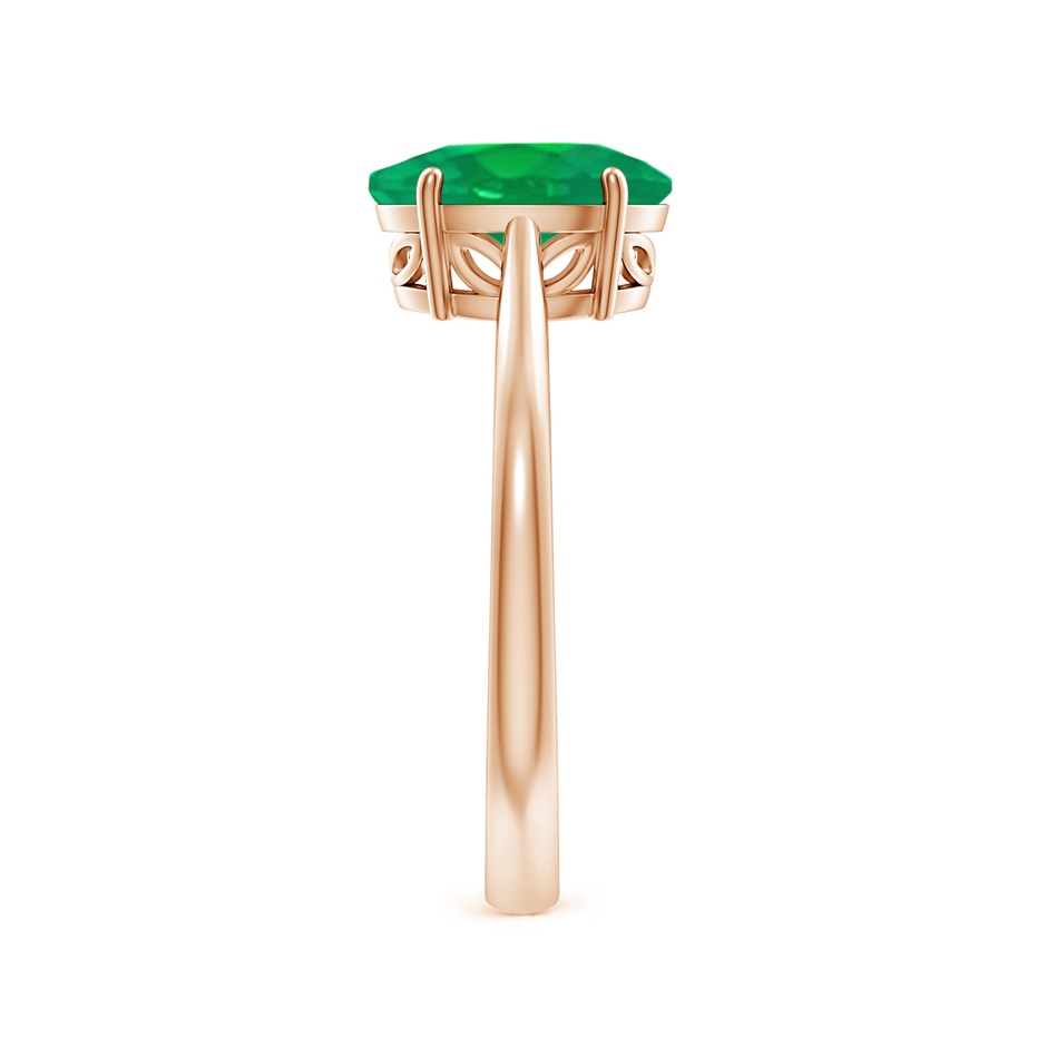 9x7mm AA Oval Solitaire Emerald Cocktail Ring in Rose Gold side 299