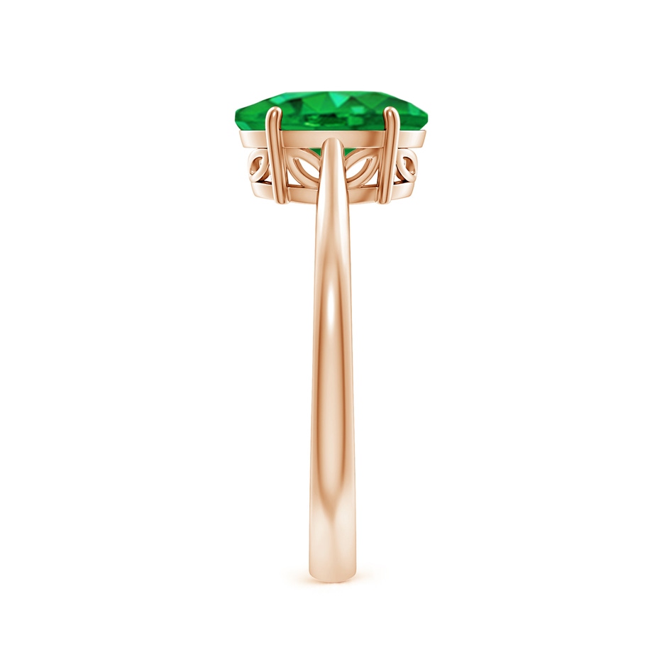 9x7mm AAA Oval Solitaire Emerald Cocktail Ring in Rose Gold side 299