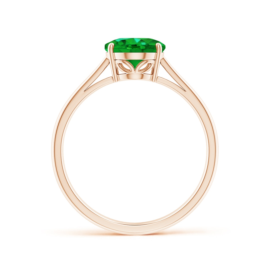 9x7mm AAAA Oval Solitaire Emerald Cocktail Ring in Rose Gold side 199
