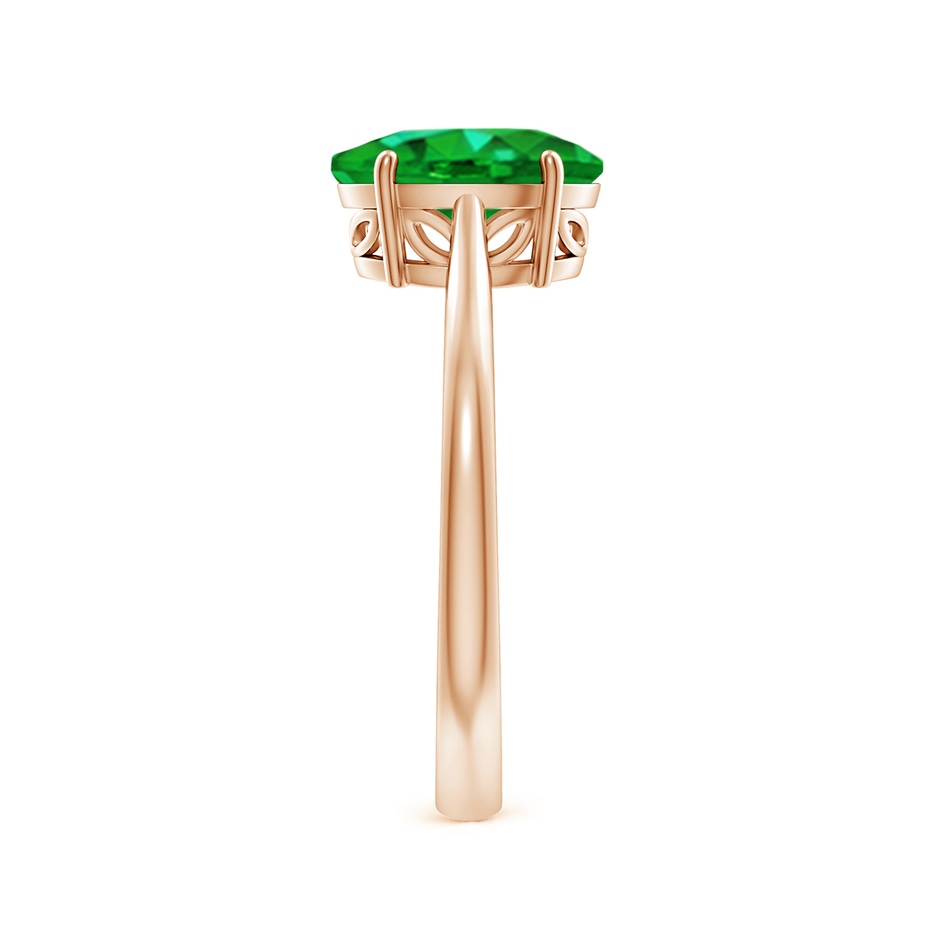 9x7mm AAAA Oval Solitaire Emerald Cocktail Ring in Rose Gold side 299