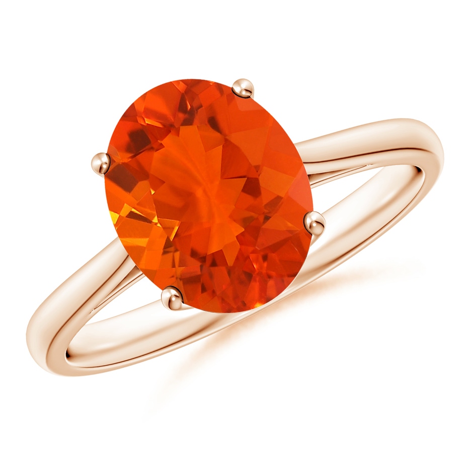 10x8mm AAA Oval Solitaire Fire Opal Cocktail Ring in Rose Gold 