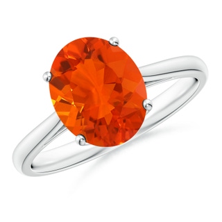 10x8mm AAA Oval Solitaire Fire Opal Cocktail Ring in White Gold